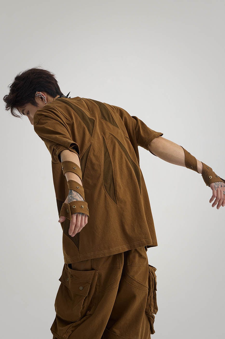 FLYERRER Deconstructed Spliced Strap Rivet T-Shirt