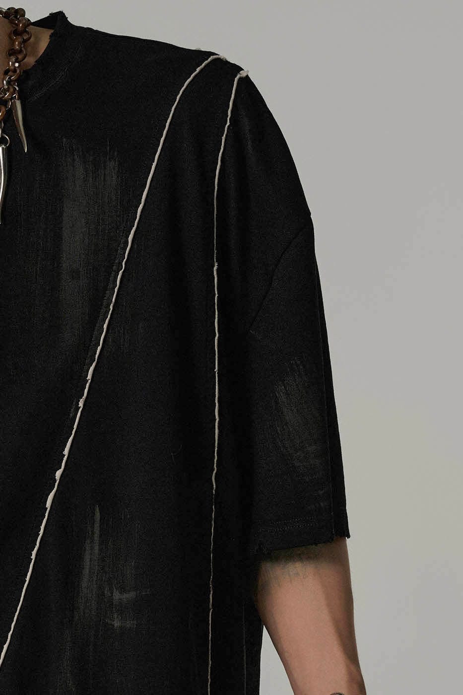 FLYERRER Distressed White Stripes T-Shirt