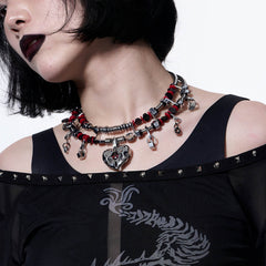 ILLUSORY Mechanical Heart Double-Strand Beaded Necklace