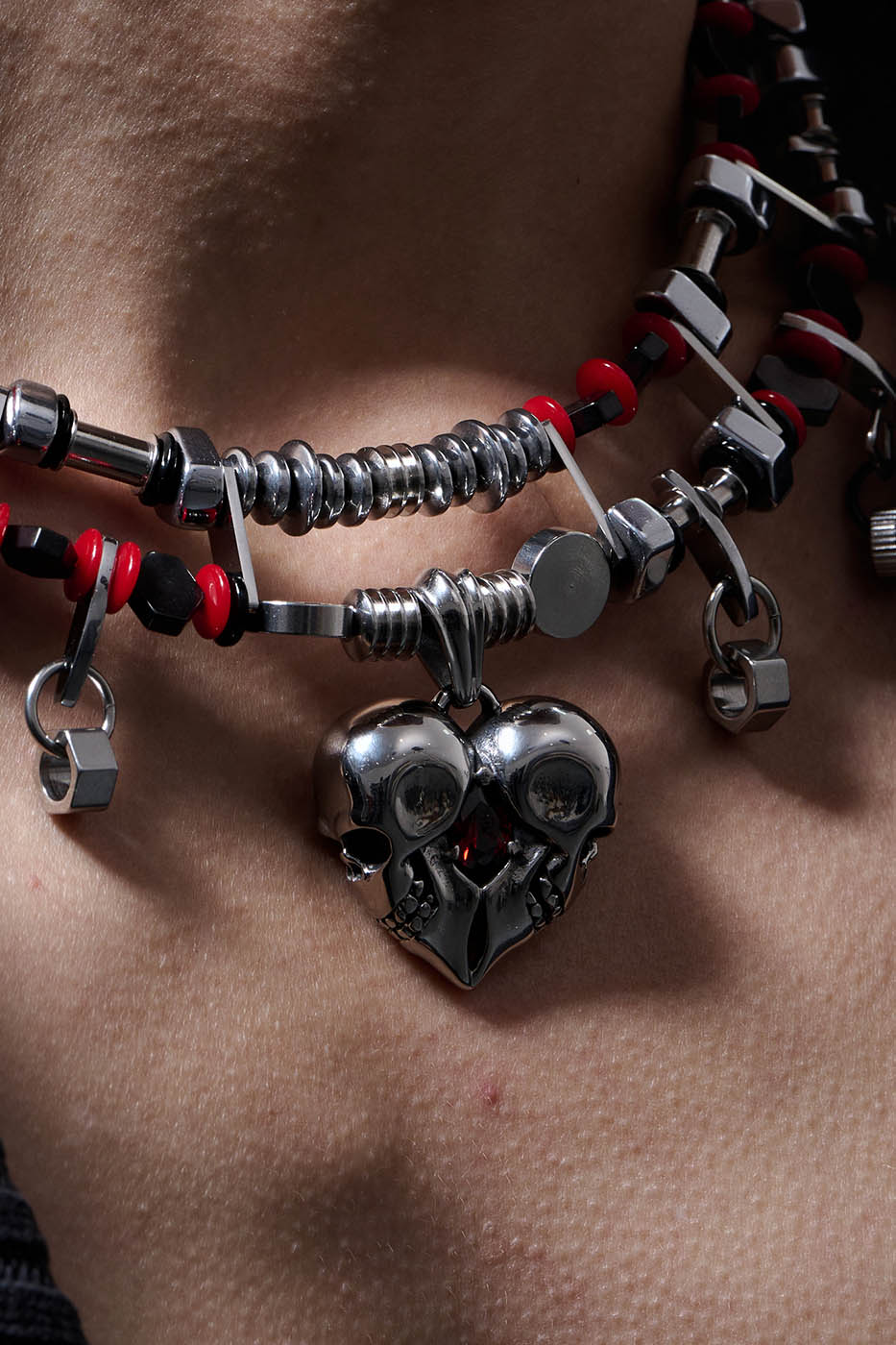 ILLUSORY Mechanical Heart Double-Strand Beaded Necklace