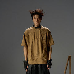 FLYERRER Distressed Deconstructed T-Shirt Sand