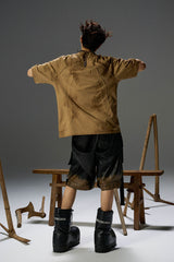 FLYERRER Distressed Deconstructed T-Shirt Sand