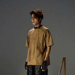 FLYERRER Distressed Deconstructed T-Shirt Sand
