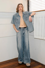KREATE Inverted Denim Deconstructed Half Shirt
