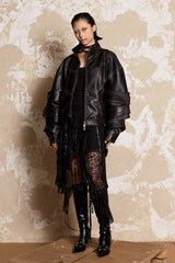 FLYERRER Mutation Layered Armor Spliced Faux Leather Jacket