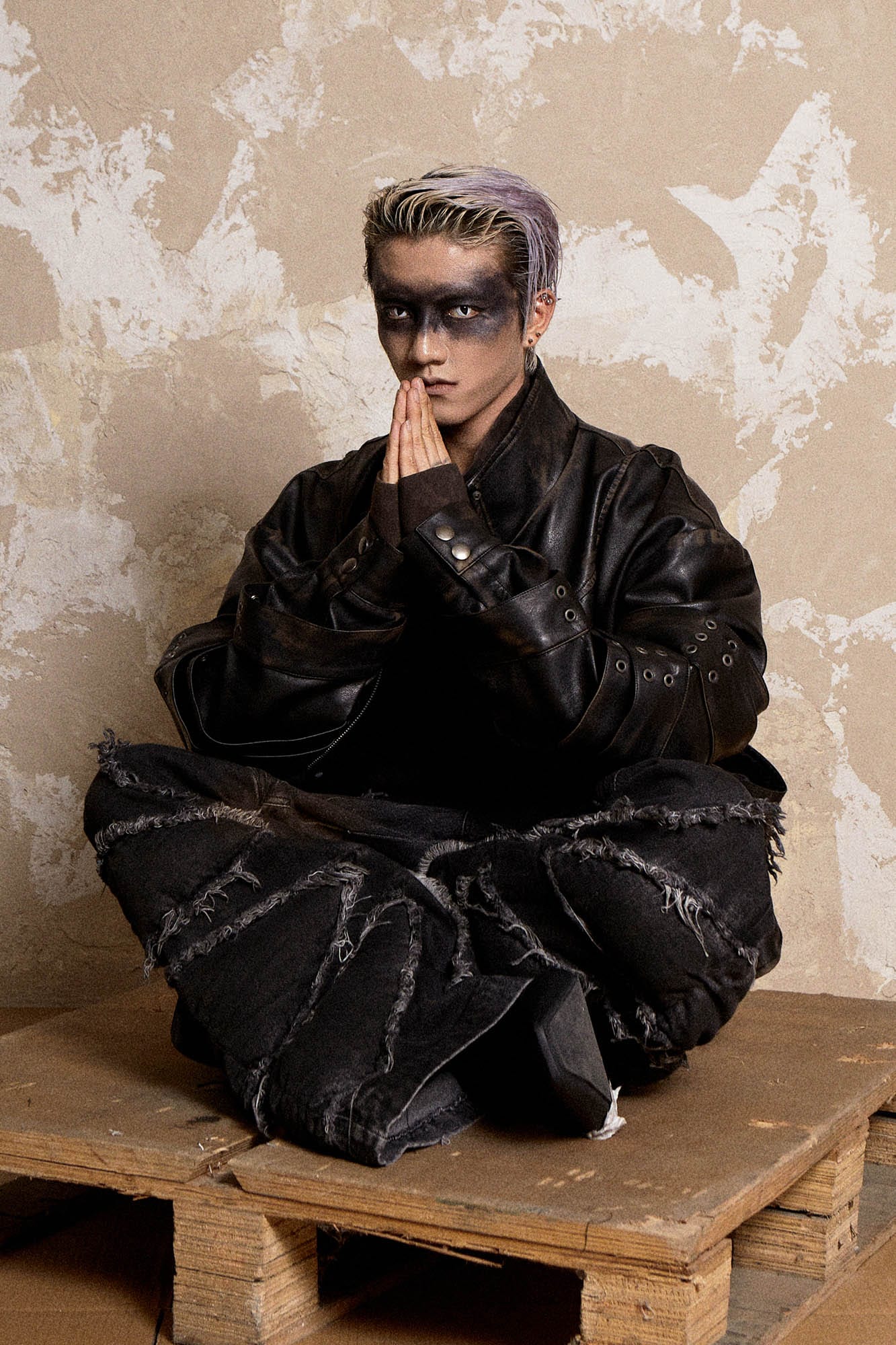 FLYERRER Mutation Layered Armor Spliced Faux Leather Jacket