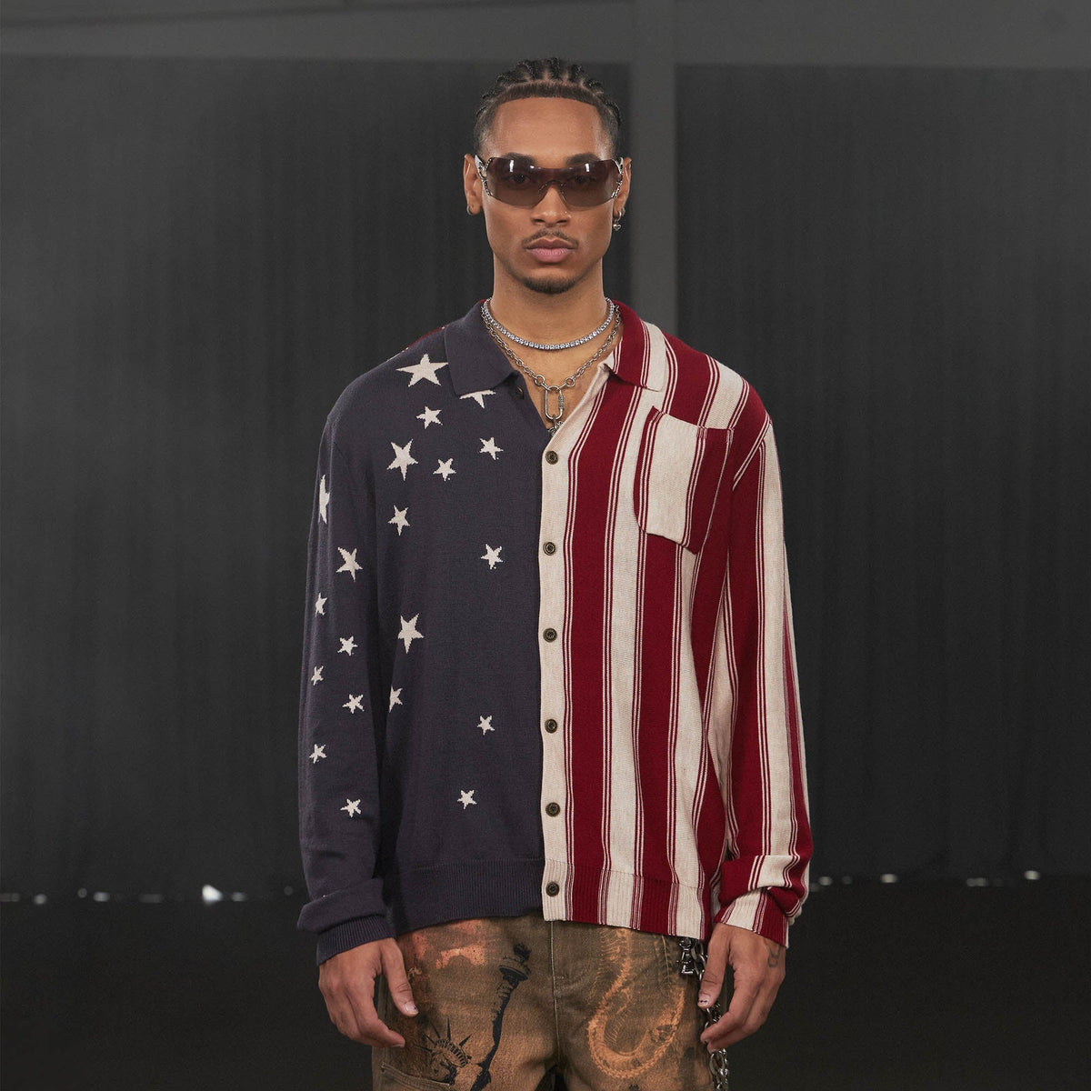 DND4DES American Flag Knitted Shirt