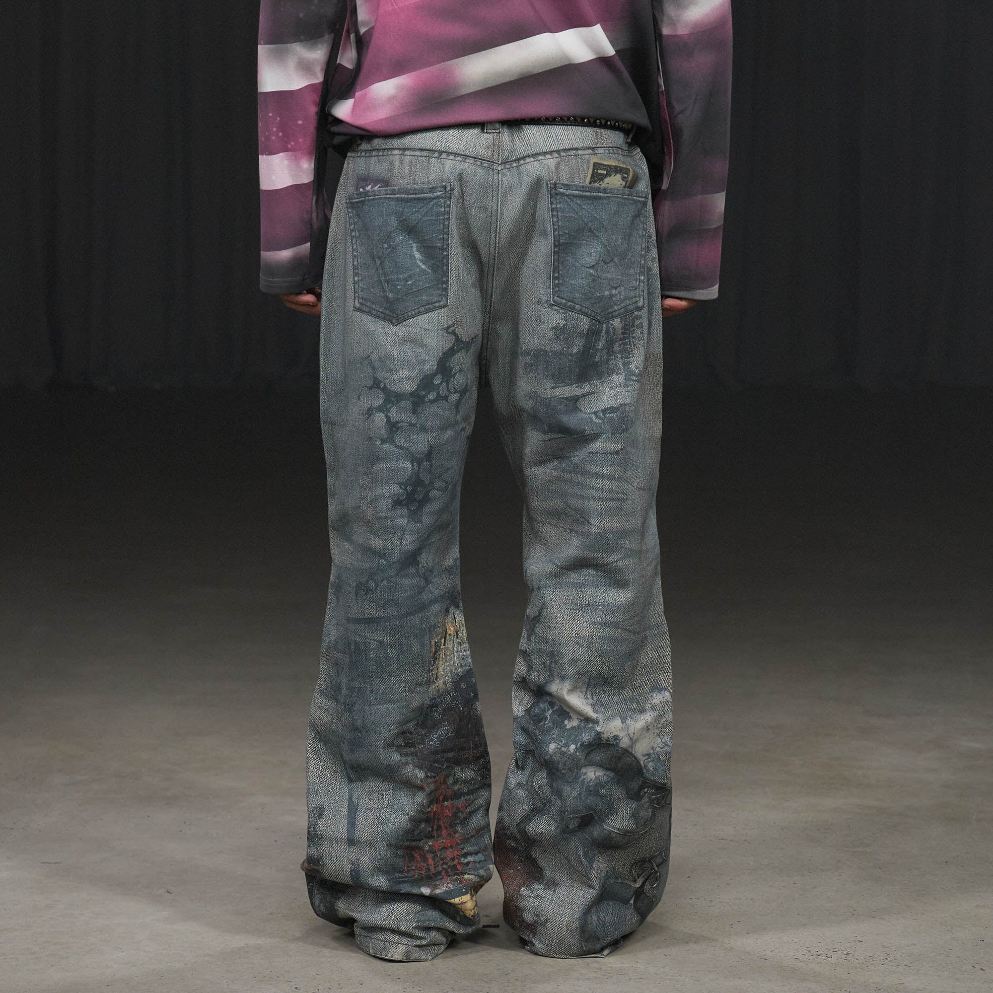 DND4DES Distressed Paisley Bandana Flared Pants