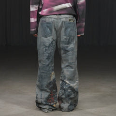 DND4DES Distressed Paisley Bandana Flared Pants