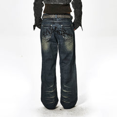 DND4DES×Faychui Acid Graphics Distressed Wide-Leg Jeans