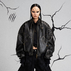 FLYERRER Mutation Exoskeleton Deconstructed Faux Leather Jacket