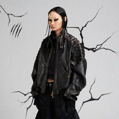 FLYERRER Mutation Exoskeleton Deconstructed Faux Leather Jacket