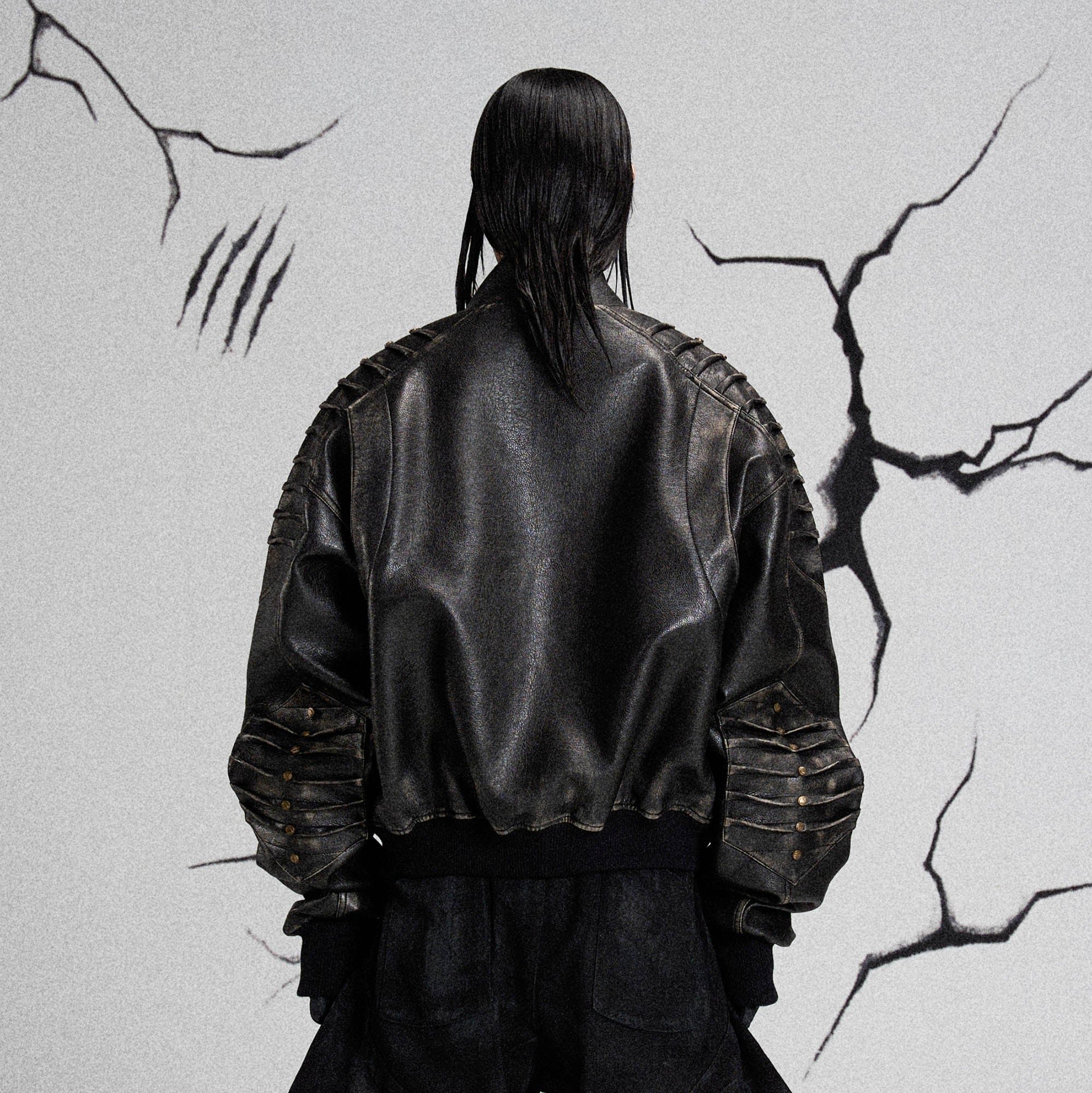FLYERRER Mutation Exoskeleton Deconstructed Faux Leather Jacket