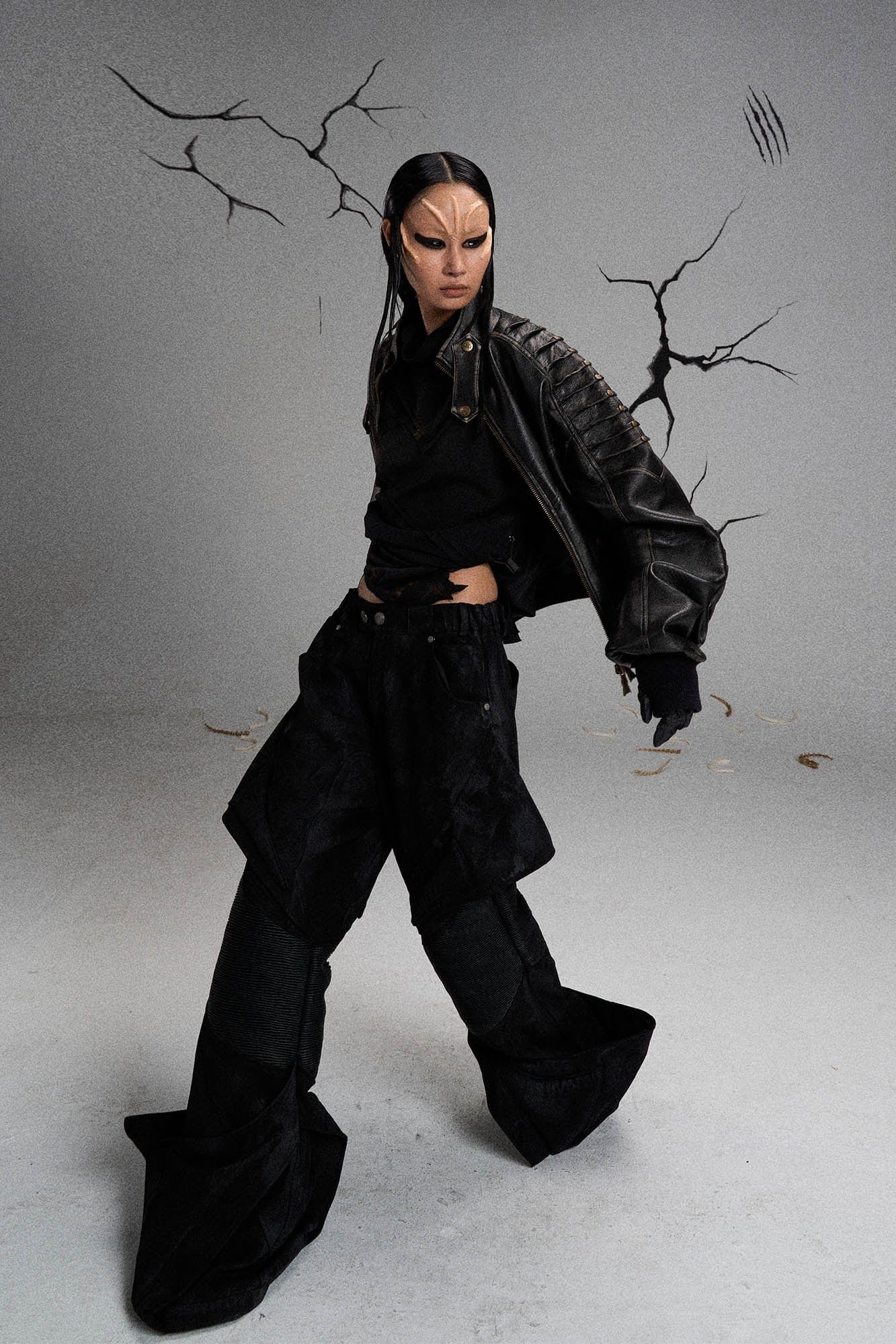 FLYERRER Mutation Exoskeleton Deconstructed Faux Leather Jacket