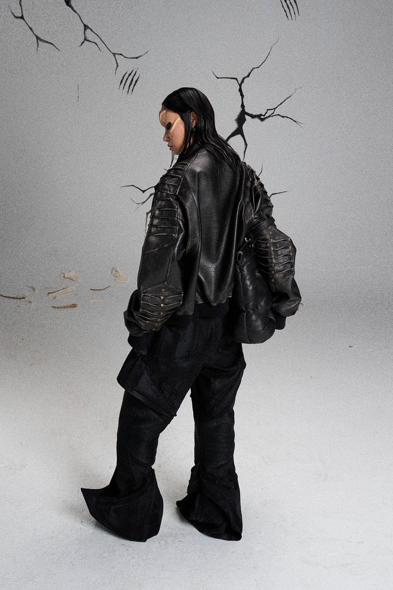 FLYERRER Mutation Exoskeleton Deconstructed Faux Leather Jacket
