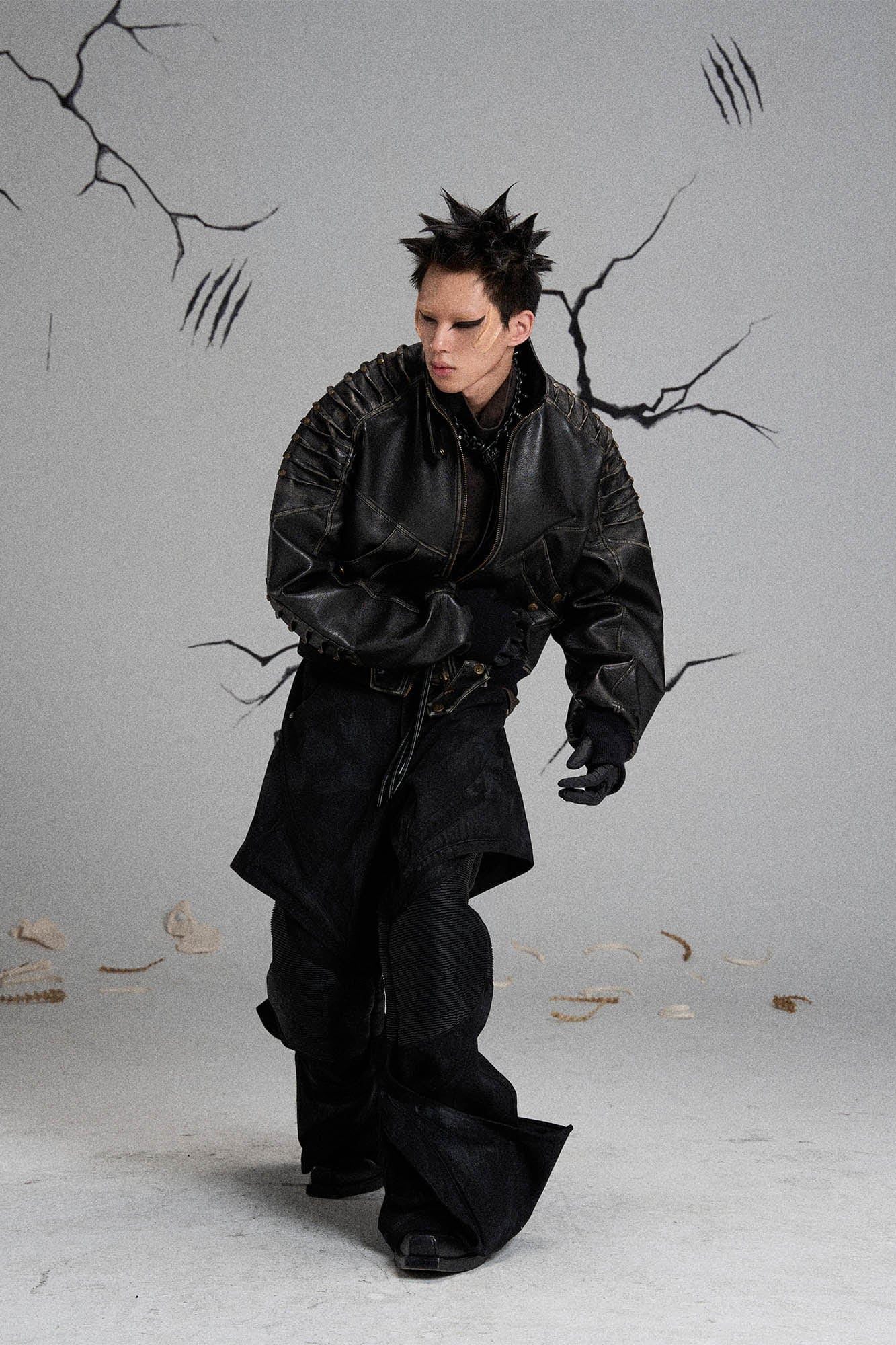 FLYERRER Mutation Exoskeleton Deconstructed Faux Leather Jacket