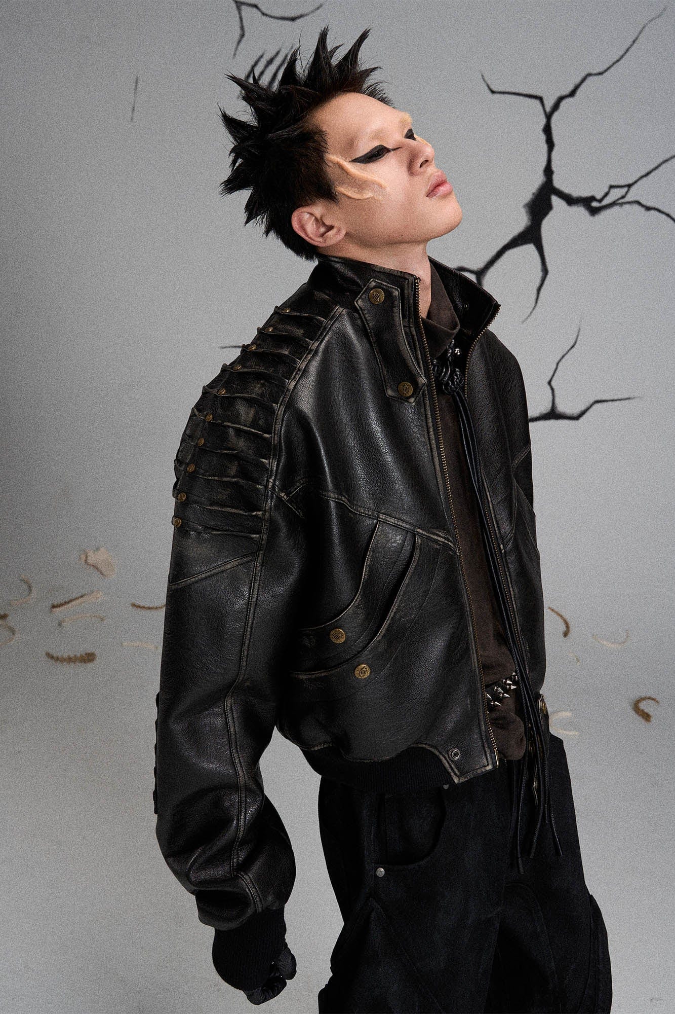 FLYERRER Mutation Exoskeleton Deconstructed Faux Leather Jacket