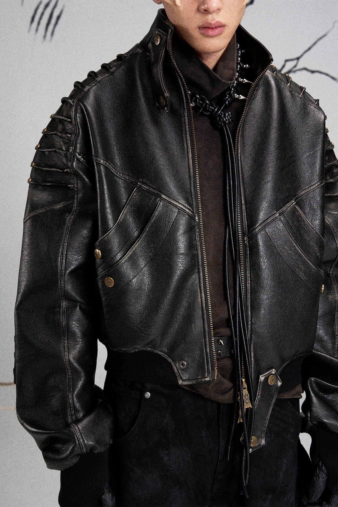 FLYERRER Mutation Exoskeleton Deconstructed Faux Leather Jacket