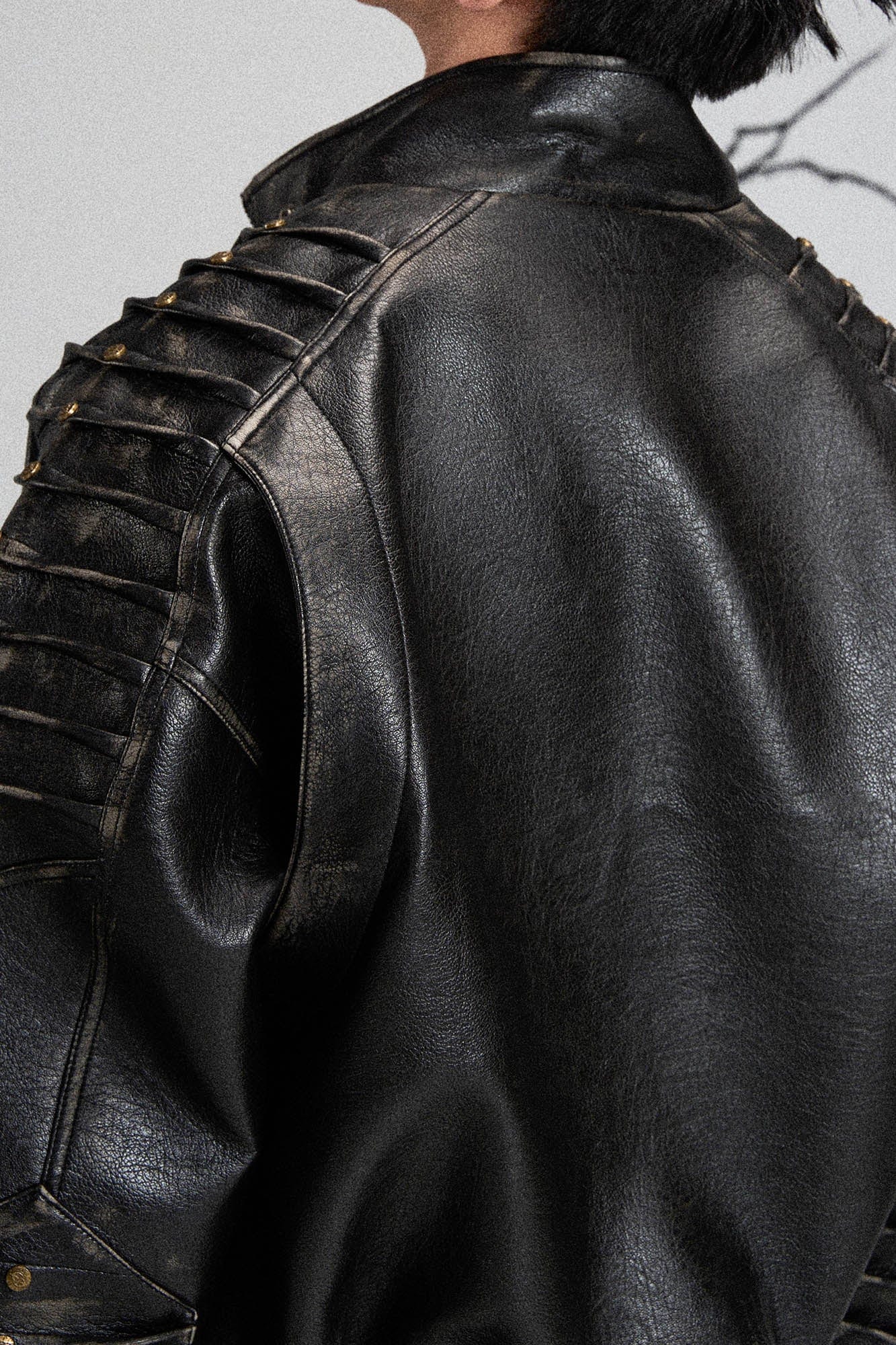 FLYERRER Mutation Exoskeleton Deconstructed Faux Leather Jacket