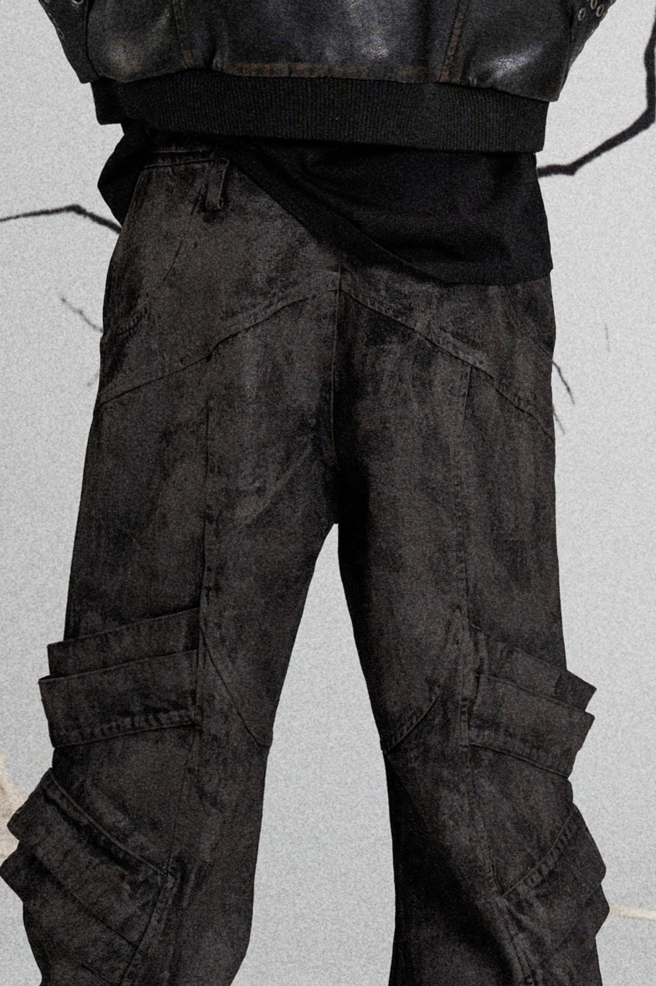 FLYERRER Mutation Layered Strap Distressed Wide-Leg Pants