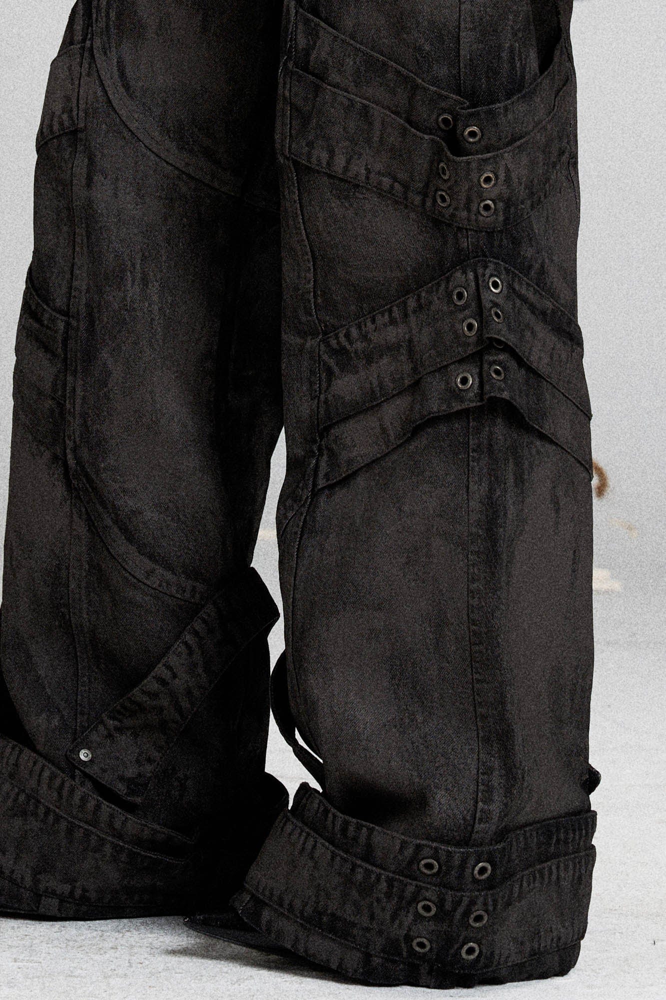 FLYERRER Mutation Layered Strap Distressed Wide-Leg Pants