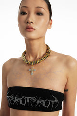SCHWARZGOLD Two-Tone Threaded Cross Necklace