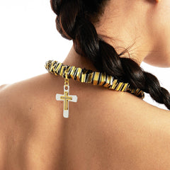 SCHWARZGOLD Two-Tone Threaded Cross Necklace