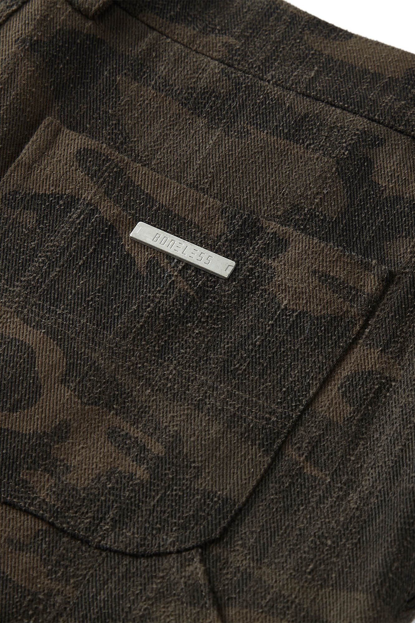 BONELESS Frayed Double-Knee Camo Cargo Shorts