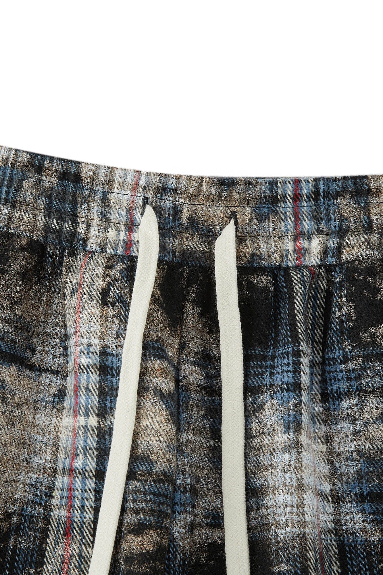 BONELESS Plaid Distressed Drawstring Shorts