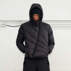 KREATE Asymmetrical Quilted Hooded Down Jacket
