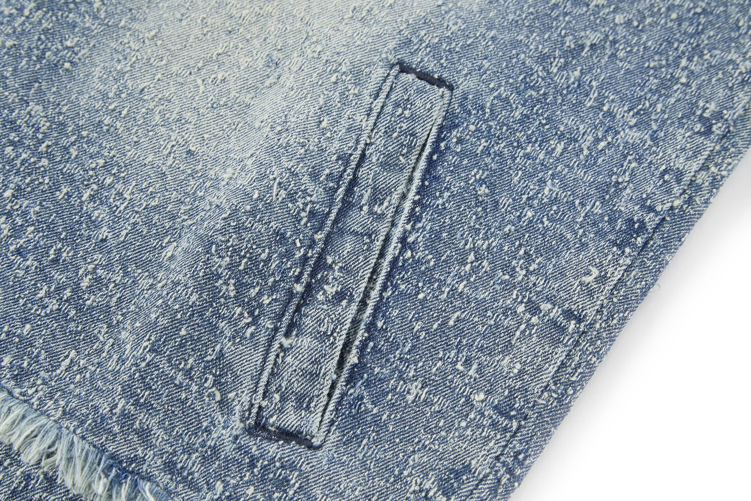 BONELESS Washed Frayed Edge Denim Jacket