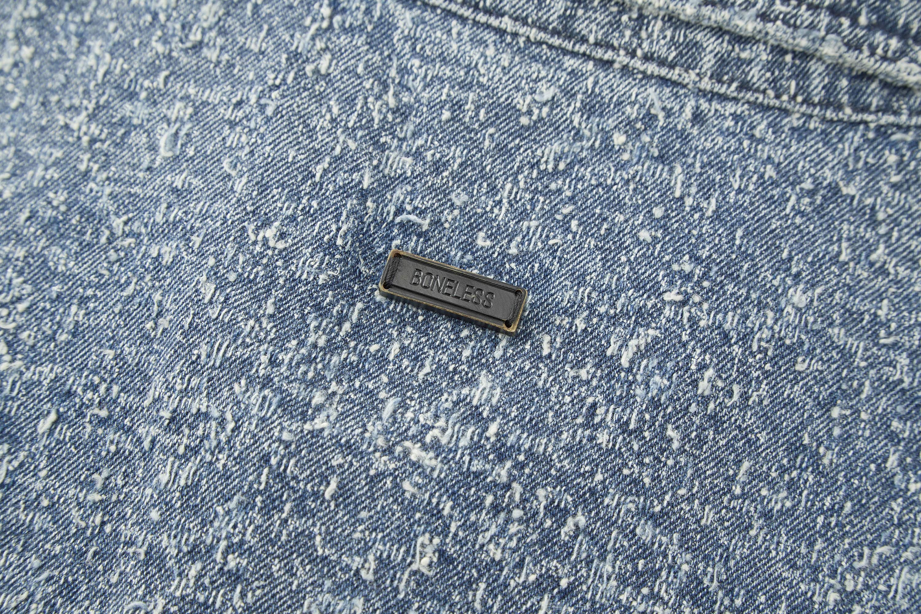 BONELESS Washed Frayed Edge Denim Jacket