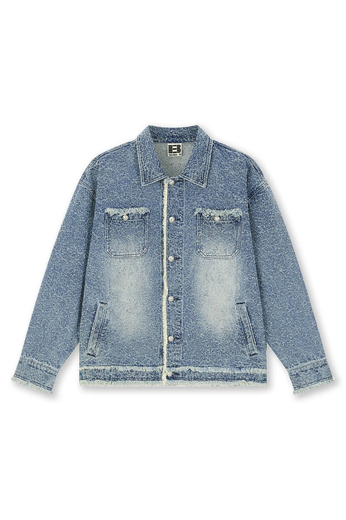 BONELESS Washed Frayed Edge Denim Jacket