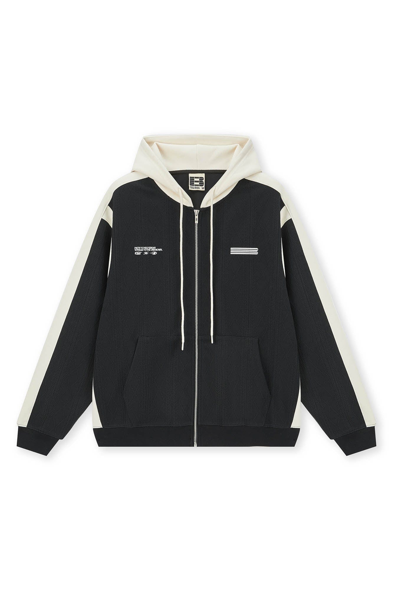 BONELESS Jacquard Contrast Paneled Hooded Jacket