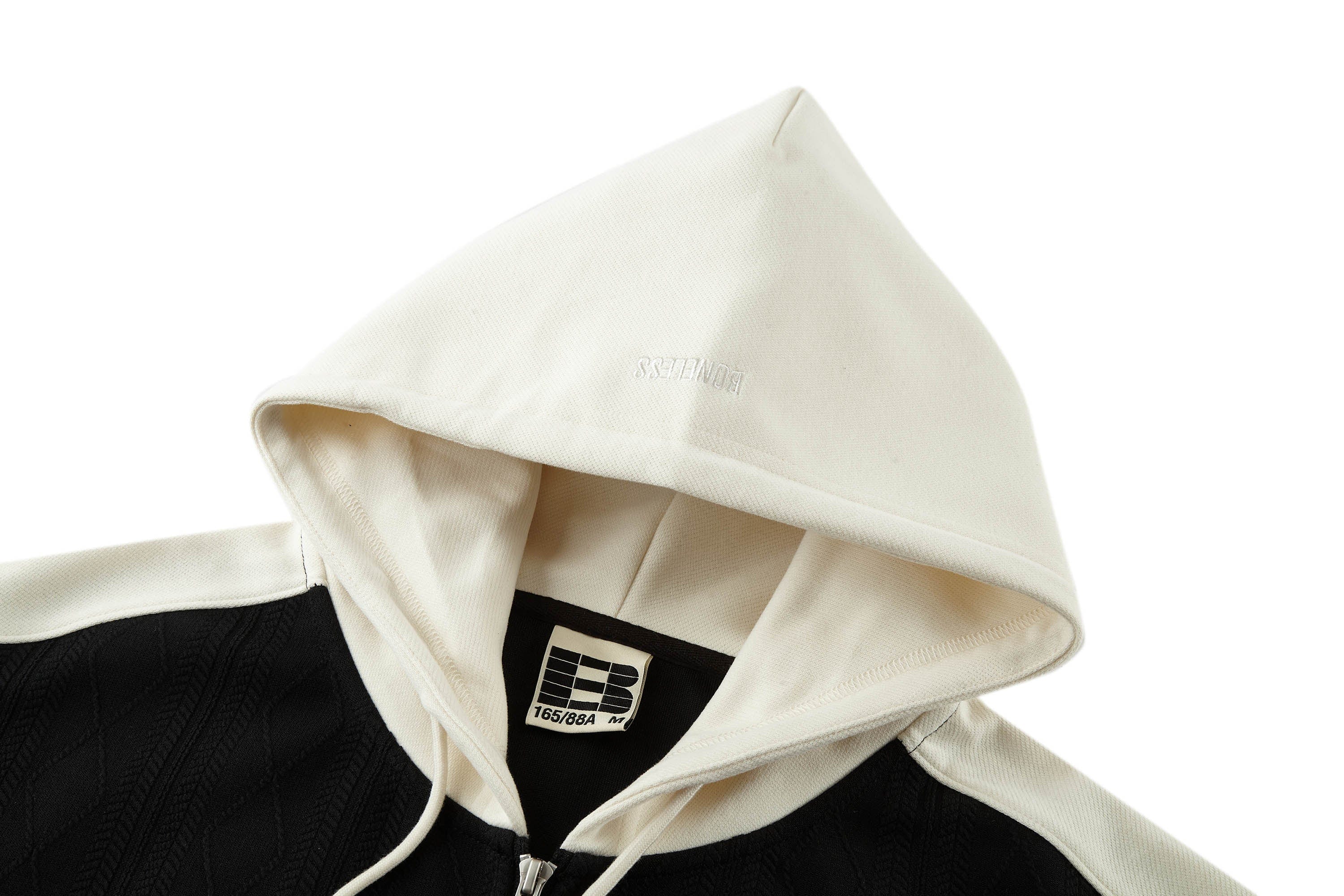 BONELESS Jacquard Contrast Paneled Hooded Jacket