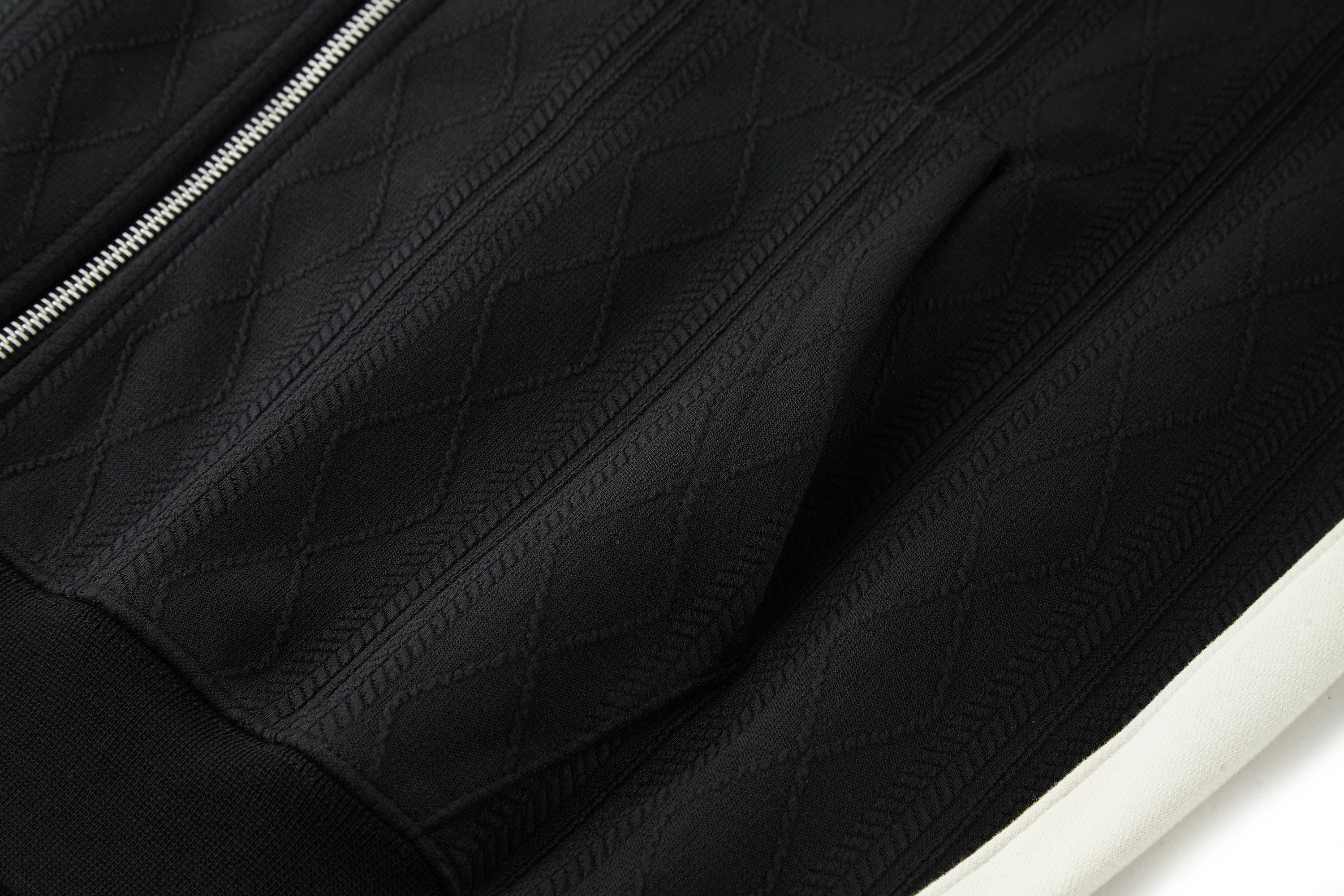 BONELESS Jacquard Contrast Paneled Hooded Jacket