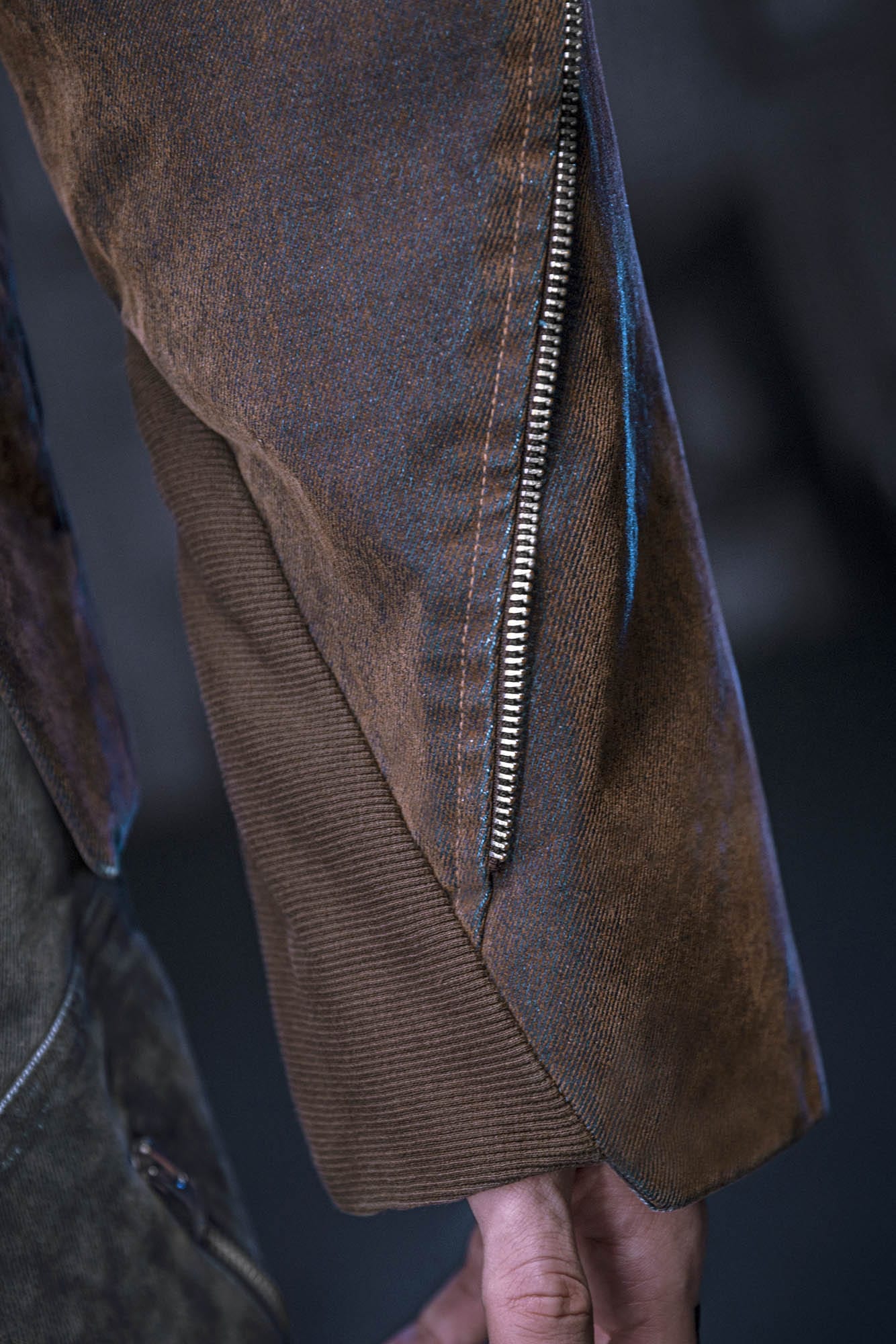 XIPHEVIL Mech Deconstructed Washed Denim Jacket Brown