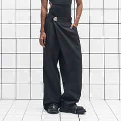 455EMBLE Side-Zip Asymmetrical PU-Pocket Pants