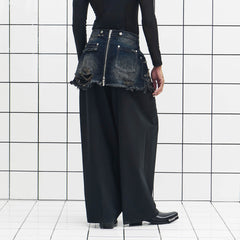 455EMBLE Detachable Frayed Waistband Washed Jeans