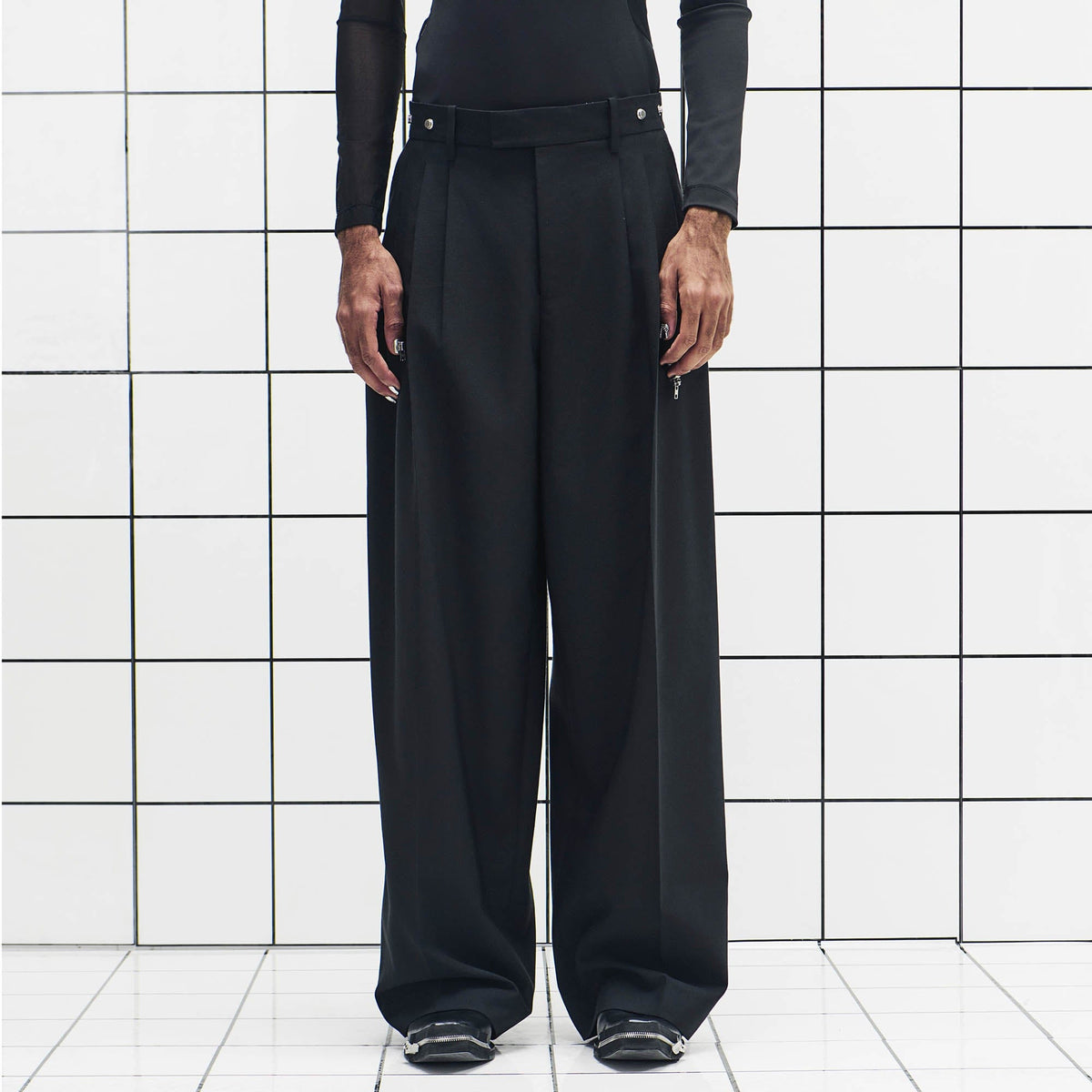 455EMBLE Wool-Blend Pleated Straight-Leg Oversized Trousers
