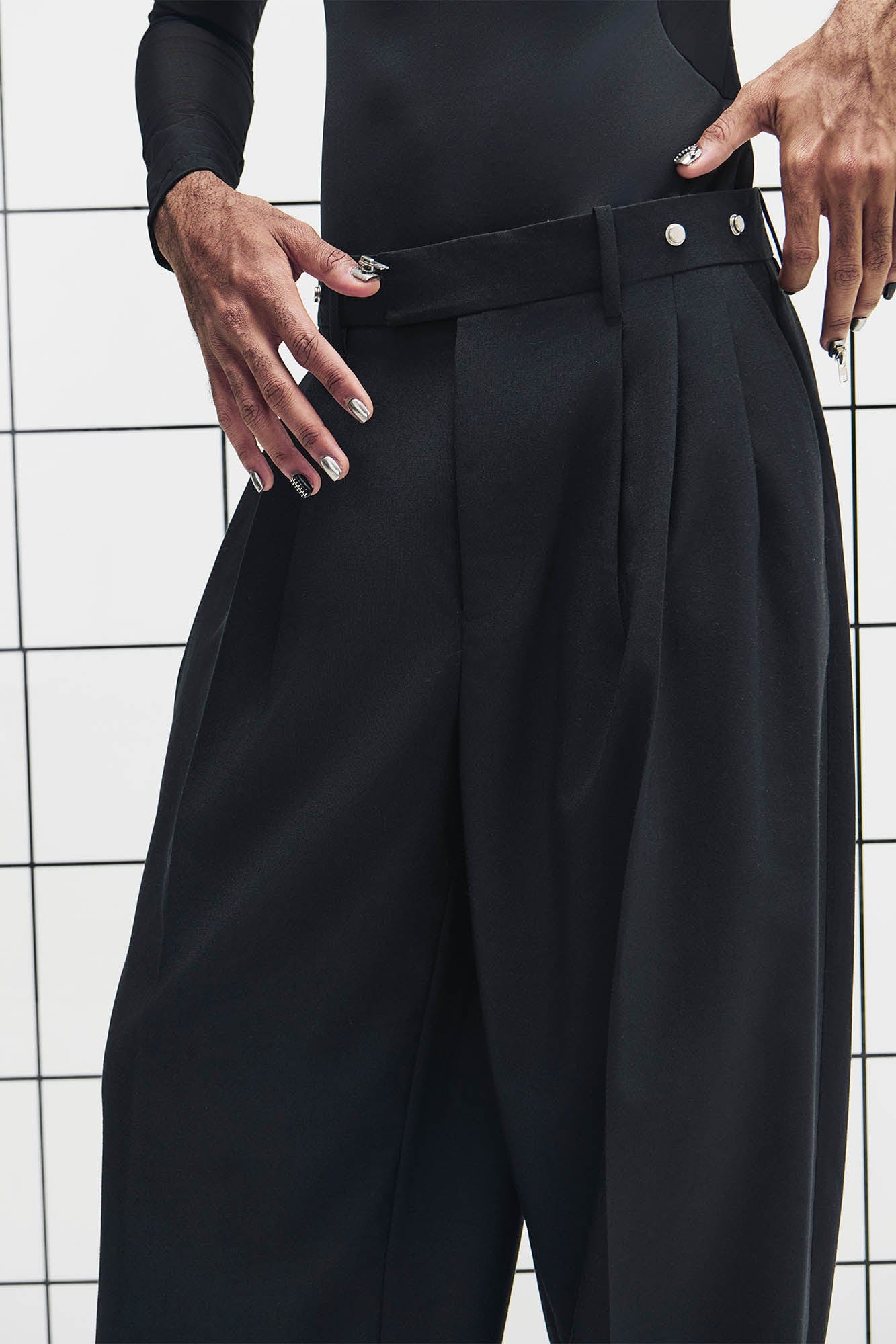 455EMBLE Wool-Blend Pleated Straight-Leg Oversized Trousers