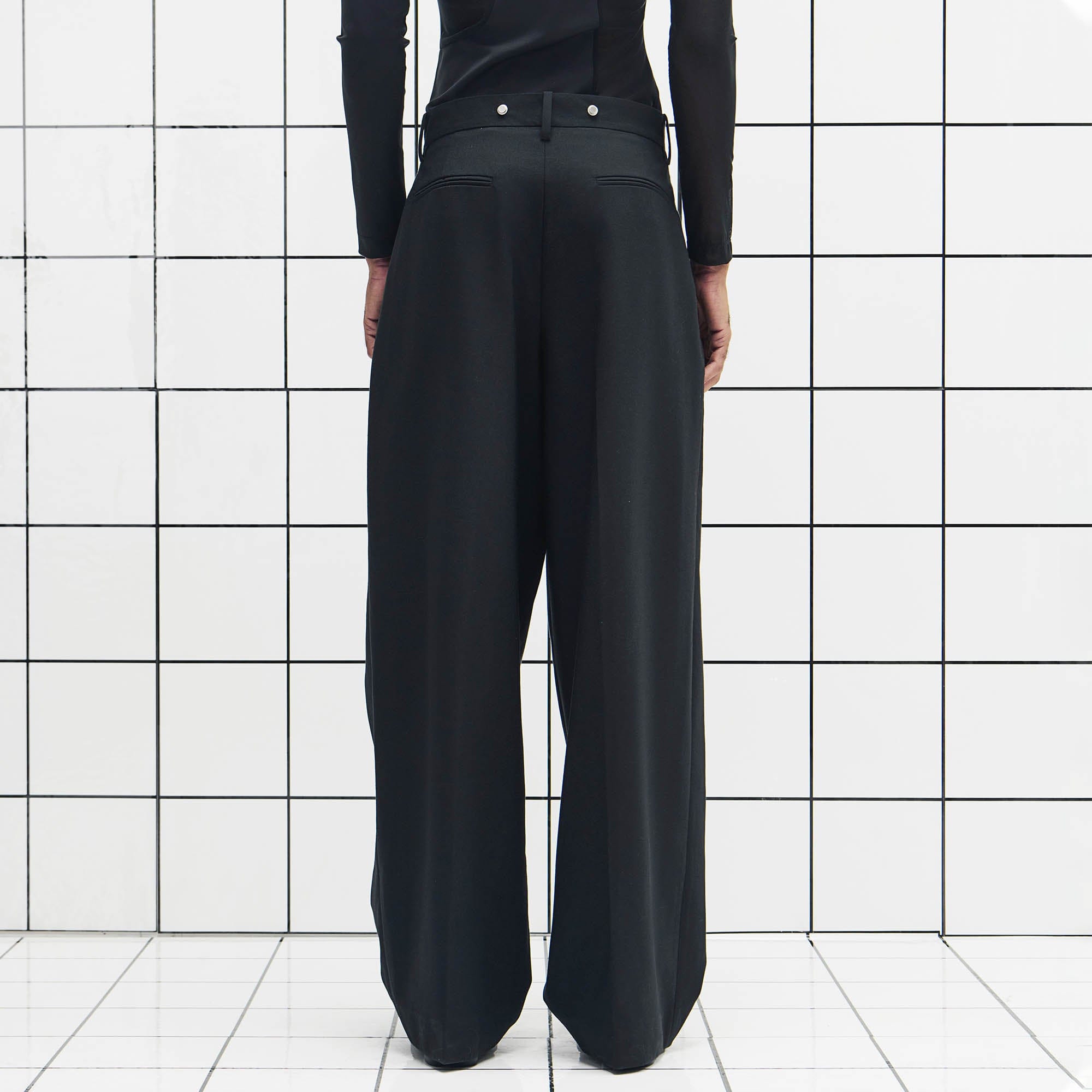 455EMBLE Wool-Blend Pleated Straight-Leg Oversized Trousers