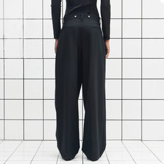 455EMBLE Wool-Blend Pleated Straight-Leg Oversized Trousers