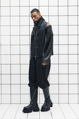 455EMBLE Multi-Zip Studded High-Collar PU Jacket