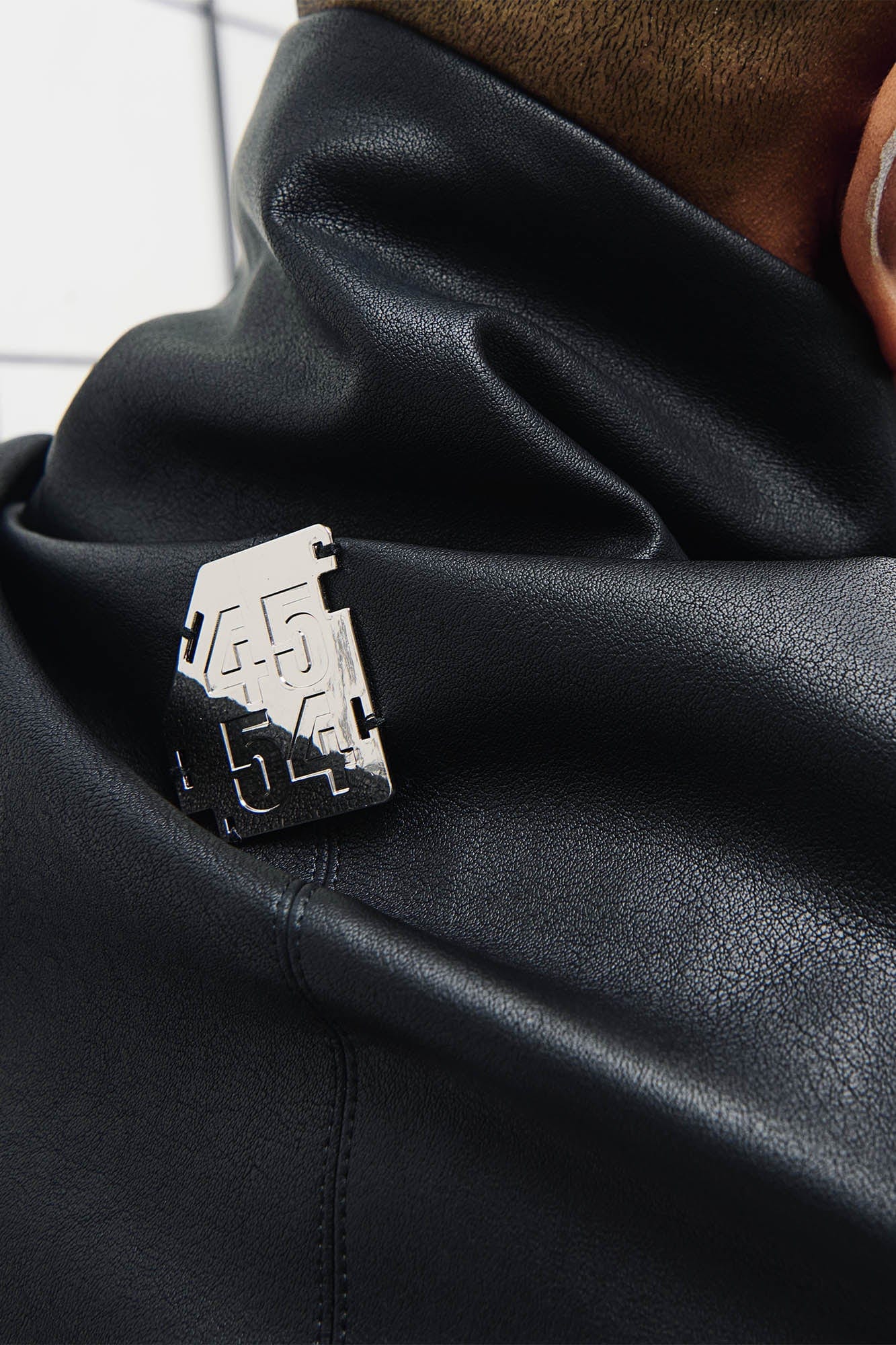 455EMBLE Multi-Zip Studded High-Collar PU Jacket