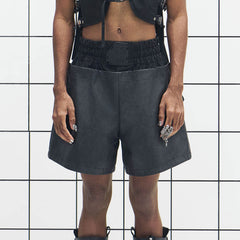 455EMBLE Layered Boxing PU Shorts