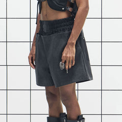 455EMBLE Layered Boxing PU Shorts