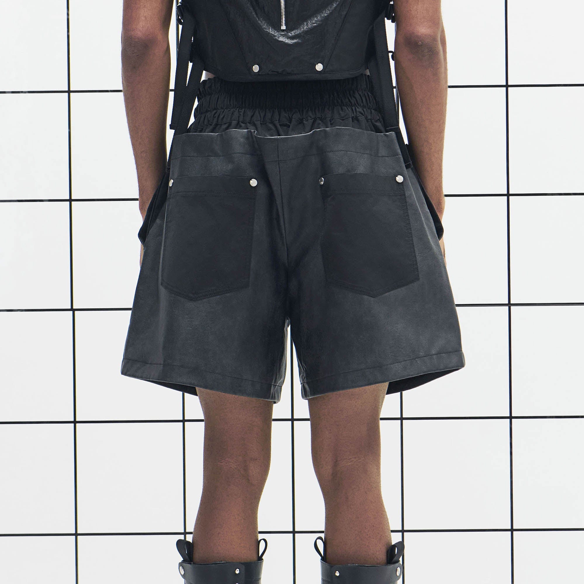 455EMBLE Layered Boxing PU Shorts