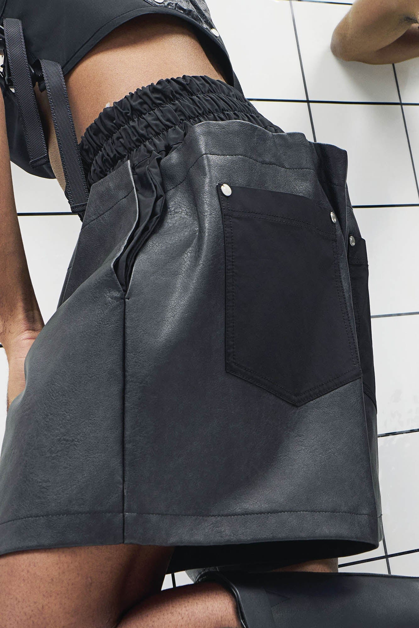455EMBLE Layered Boxing PU Shorts