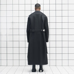 455EMBLE Snap-Fastener PU Trench Coat